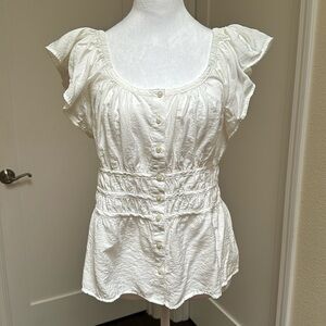 EUC GAP Ruffle Short-Sleeved Blouse (XS)